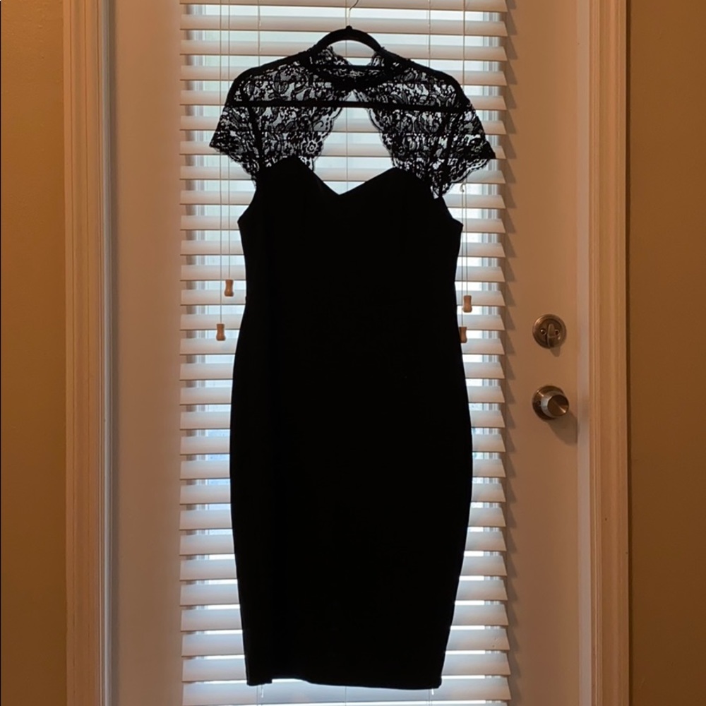 Laced top turtle neck fitted dress